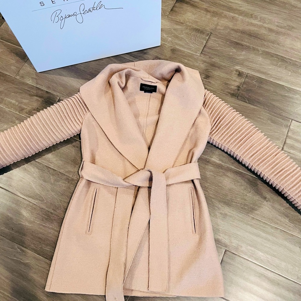 Sentaler Ribbed Sleeve Camel Tan Coat